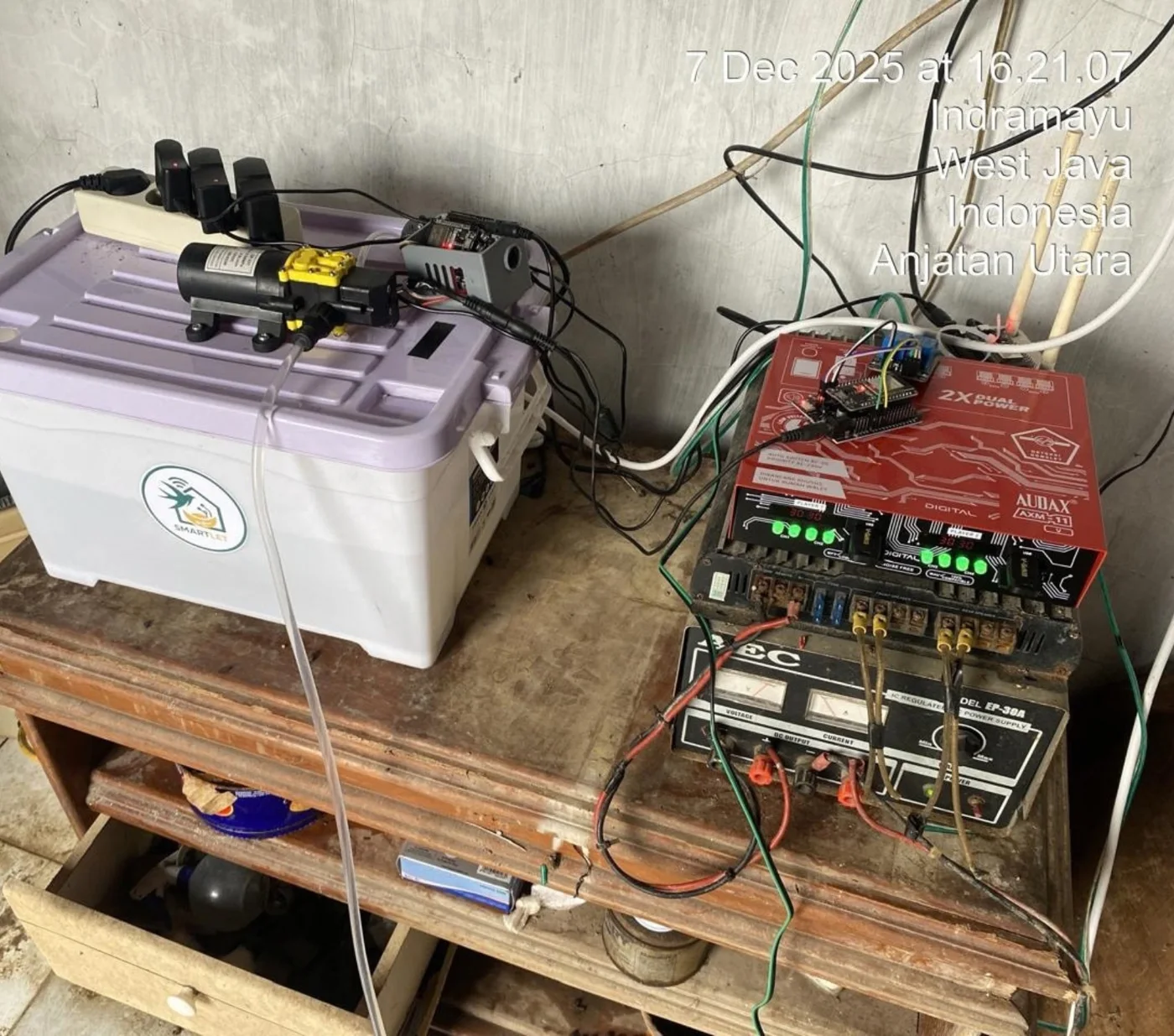 SwiftLead equipment and wiring installed at the swiftlet house in Indramayu